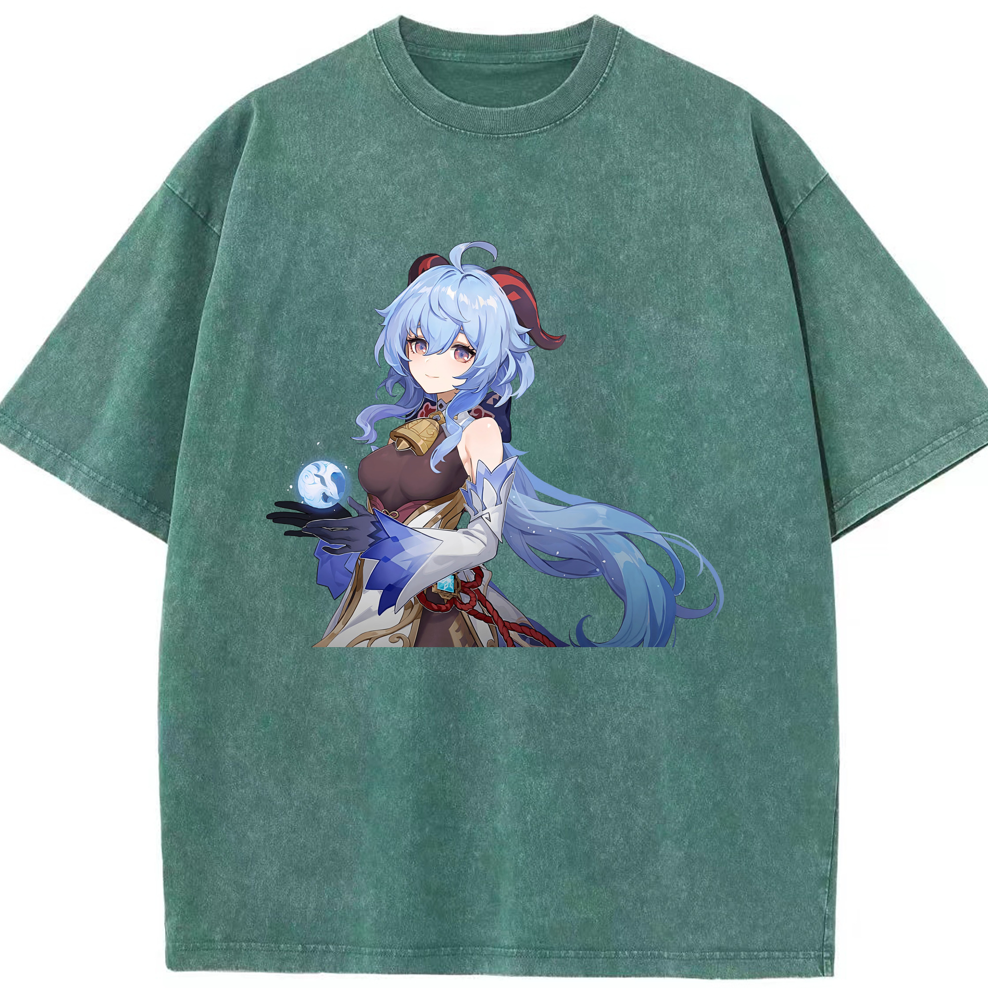 げんし神 甘雨 かんう genshin Ganyu 綿100% ヴィンテージ風 半袖Tシャツ（フロントプリント）